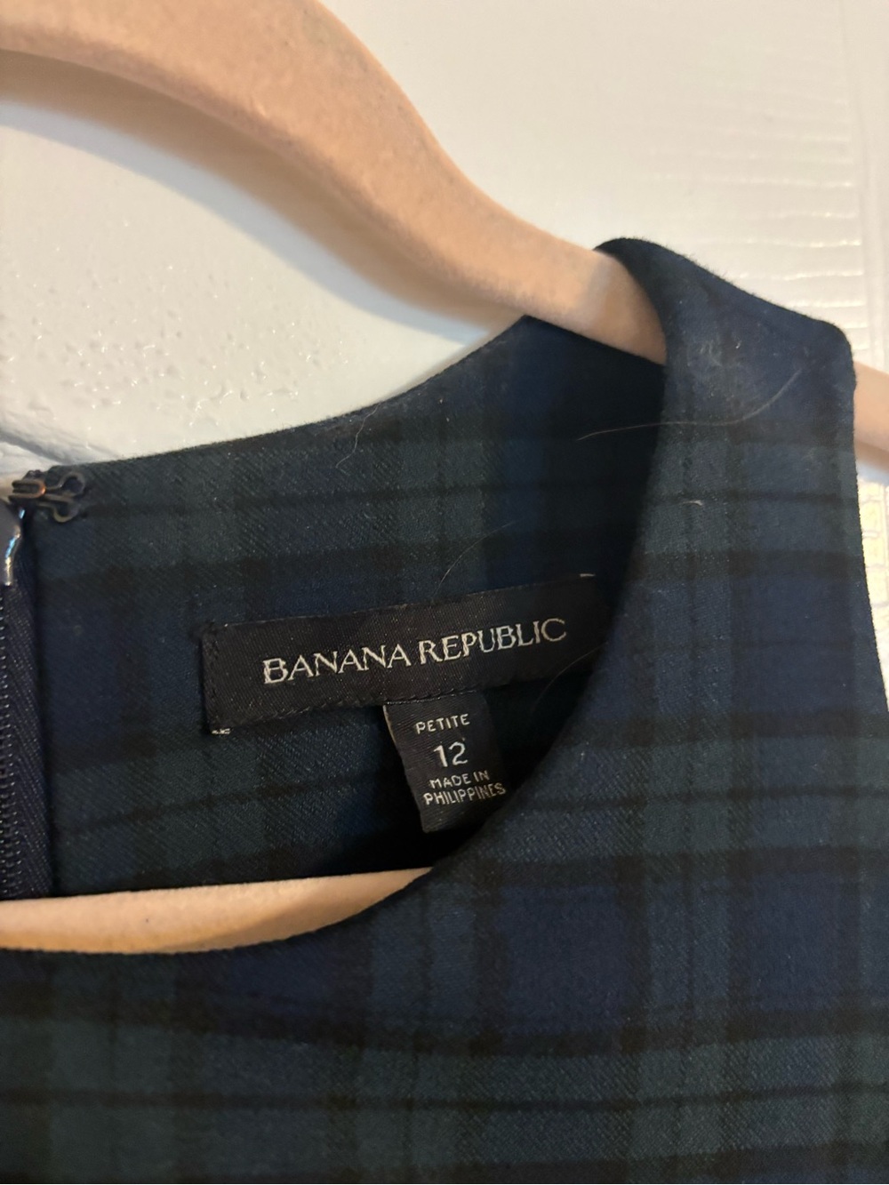 Banana Republic Petite Plaid Dress in Green and Navy